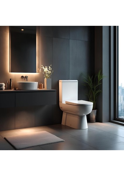 Omega Beyaz Kanallı Duvara Sıfır Klozet Takımı OMG1303, Nkp İnci Yavaş Kapak