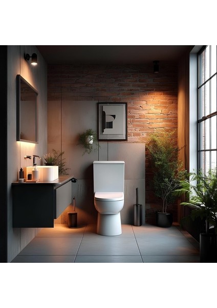 Omega Beyaz Kanallı Duvara Sıfır Klozet Takımı OMG1303, Nkp İnci Yavaş Kapak