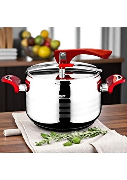 5 Lt Düdüklü Tencere Kırmızı Kulplu İndüksiyon Uyumlu Uzun Ömürlü Çelik fiyatları