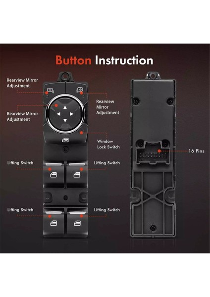 Ford Explorer 2016-2019 Lhd Için Araba Elektrikli Güç Ana Pencere Kontrol Anahtarı GB5Z14529BA (Yurt Dışından) fiyatları