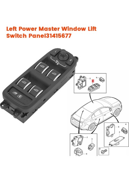 Volvo S60 XC60 09-17 Lhd Pencere Kontrol Kaldırma Düğmesi Paneli Için Sol Güç Ana Pencere Kaldırma Anahtarı 31415677 31365572 (Yurt Dışından) modelleri