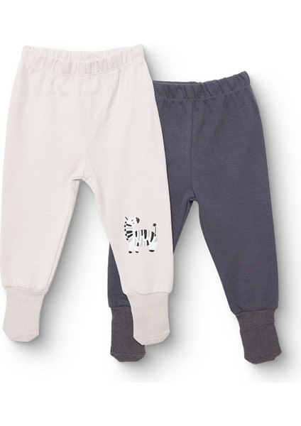 Erkek Bebek 2li Çoraplı Pantolon Interlok Çoraplı Paça