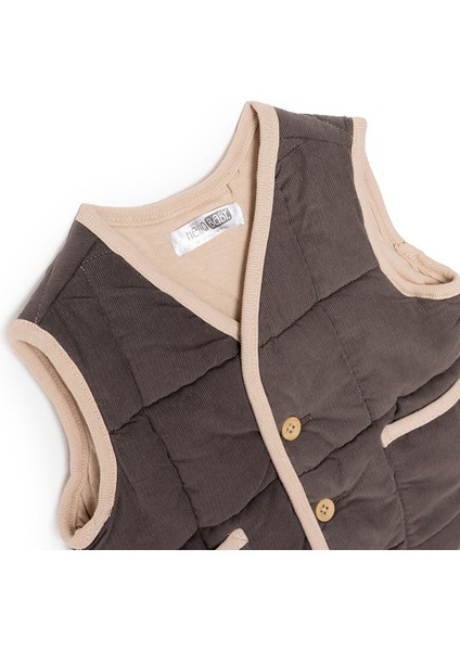 Erkek Bebek Woodland 1 Yelek Fitilli Kadife Dokuma V Yaka Atlet Kol modelleri