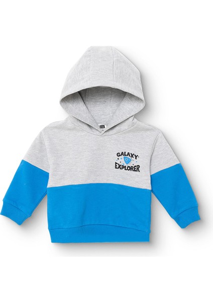 Erkek Bebek Kapüşonlu Sweatshirt Şardonlu Üç Iplik Uzun Kol