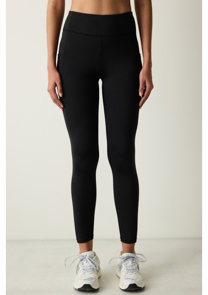 Siyah Yüksek Bel Bilek Boy Zero Feel Cepli Tayt