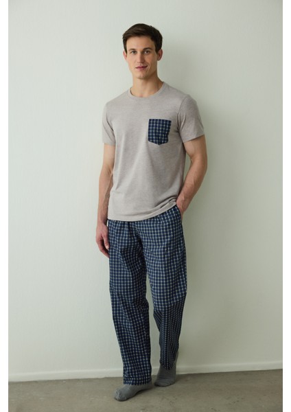 Erkek Western Slogan Baskılı Kısa Kollu Pamuklu Pijama Takımı indirimleri