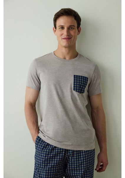 Erkek Western Slogan Baskılı Kısa Kollu Pamuklu Pijama Takımı