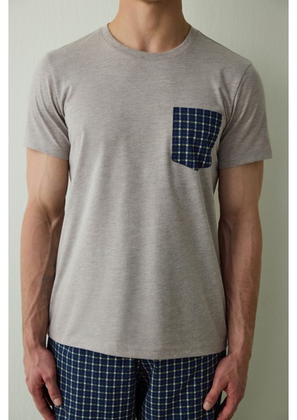 Erkek Western Slogan Baskılı Kısa Kollu Pamuklu Pijama Takımı