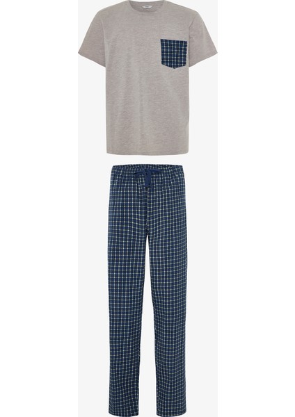 Erkek Western Slogan Baskılı Kısa Kollu Pamuklu Pijama Takımı