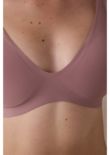 Gül Kurusu Fit Dikişsiz Balensiz Çıkarılabilir Kaplı Dekolte Sütyen