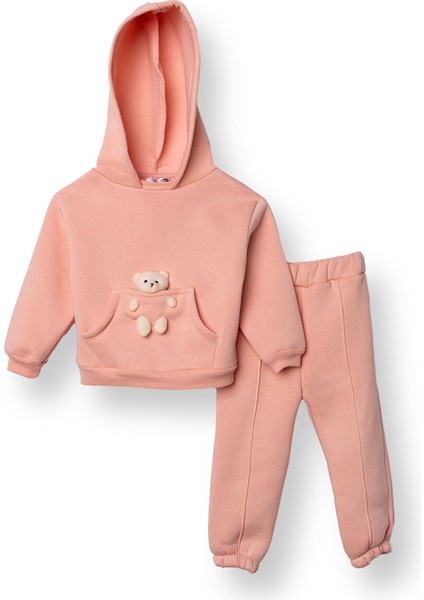 Kız Bebek Teddy Bear Eşofman Takımı Uzun Kol Lastikli Paça