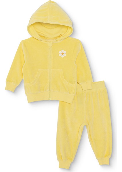 Kız Bebek Eşofman Takımı Iki Iplik Kapüşonlu Yaka Uzun Kol Lastikli Paça