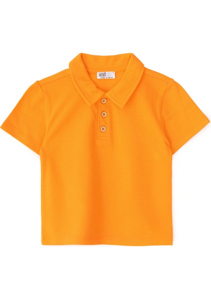 Erkek Bebek Tshirt Düğmeli Bisiklet Yaka Kısa Kol