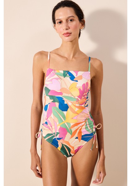 Magnolia Çok Renkli Straplez Balenli Mayo