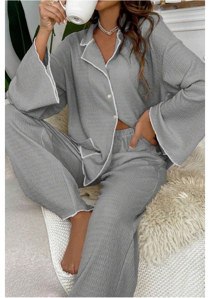 Düğmeli Rahat Pijama Takımı