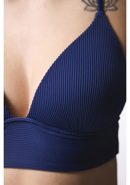 Lacivert Denver Push Up Bikini Üstü