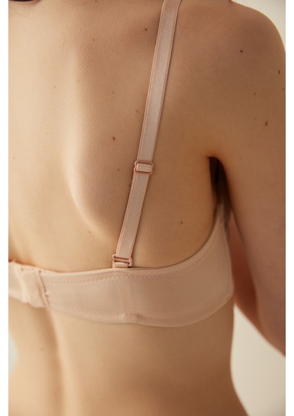 Dekoltemiz Wow Straplez Push Up Dolgulu Balenli Bej Sütyen