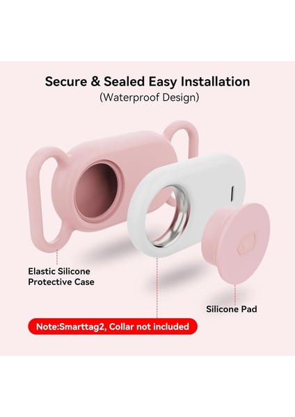 Samsung Galaxy Smarttag 2 Kılıf Evcil Hayvan İçin Boyun Tasma Aparatı Pembe