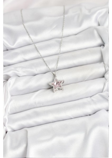 316L Çelik Zincir Pembe Taşlı Yıldız Model Kadın Kolye fiyatları