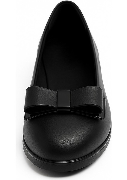 Siyah Fiyonklu Hakiki Deri Ortopedik Termo Kaymaz Taban Kız Çocuk Babet - Ayakkabı fiyatları