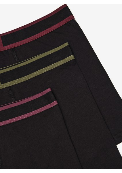 Erkek Pamuklu 3lü Siyah Çok Renkli Boxer