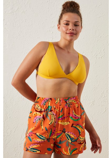 Basic Deep V Sarı Bikini Üstü