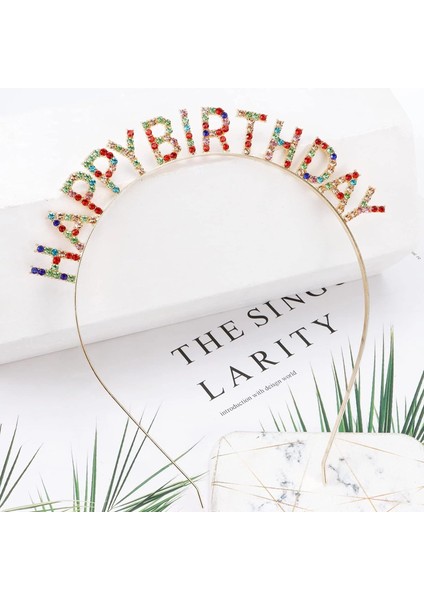 Rengarenk Kristal Taşlı Ekstra Lüks Gümüş Kaplama Happy Birthday Taç 16X17 cm (K95) fiyatları