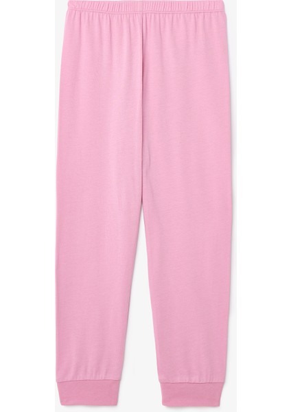 Kız Çocuk Furry Bunny Tavşan Baskılı Pamuklu Uzun Kollu 2'li Pijama Takımı