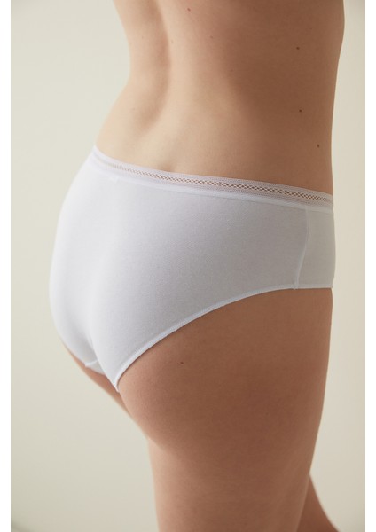 Easy Pamuklu Trim Beyaz Hipster Külot