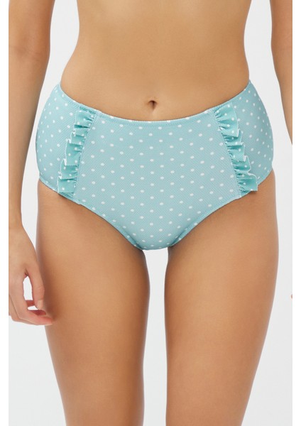 Mint Yeşili Nora High Ruffle Bikini Altı
