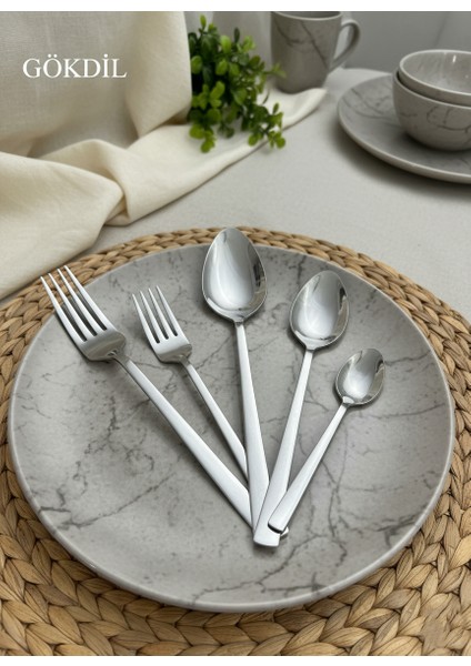 Tuana 60 Parça Sade & Çelik 12 Kişilik Çatal & Kaşık Takımı