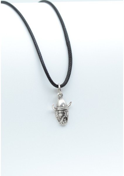 Minimal Viking Savaşçı Gümüş Kaplama Deri İp Kolye
