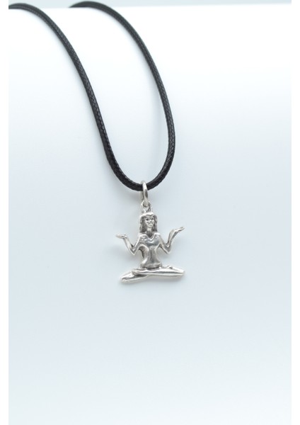 Minimal Yoga Gümüş Kaplama Deri İp Kolye