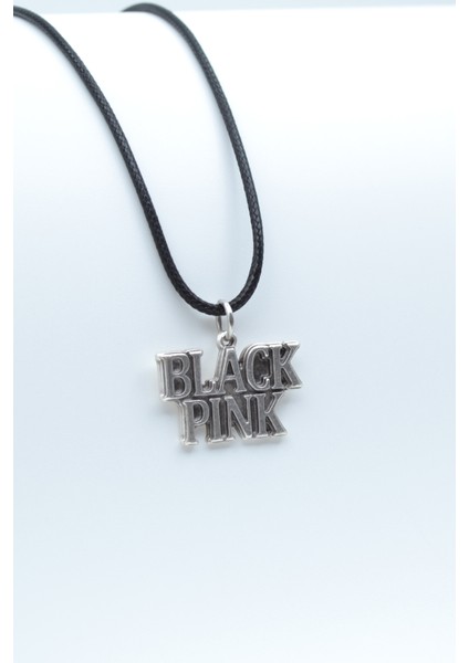 Black Pink Gümüş Kaplama Deri İp Kolye