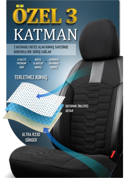 Fiat Palio Deri Detaylı Oto Koltuk Kılıfı Ön Arka Takım Platinium Seri Siyah Scr modelleri