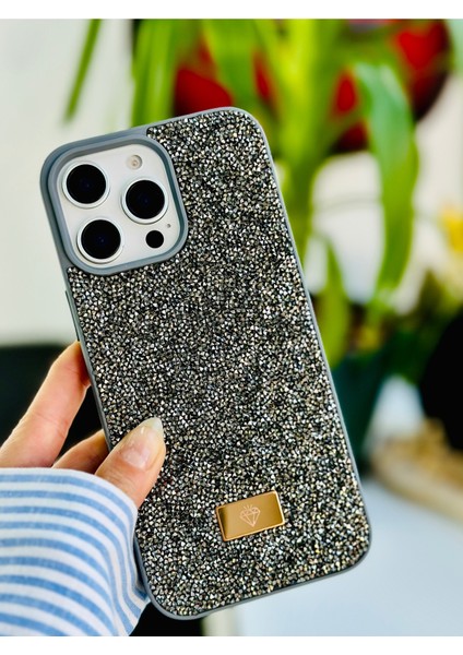 Iphone 14 Promax Uyumlu Elmas Tasarımlı Taşlı Işıltılı Parlak Pırlanta Silikon Kılıf