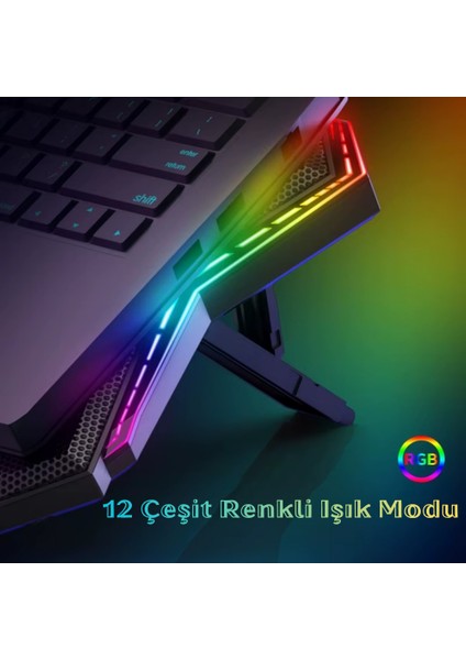 Rgb Işıklı 6 Fanlı 7 Kademeli LCD Göstergeli Notebook Laptop Soğutucu Stand Coolcold 17 Inç Sessiz fiyatları