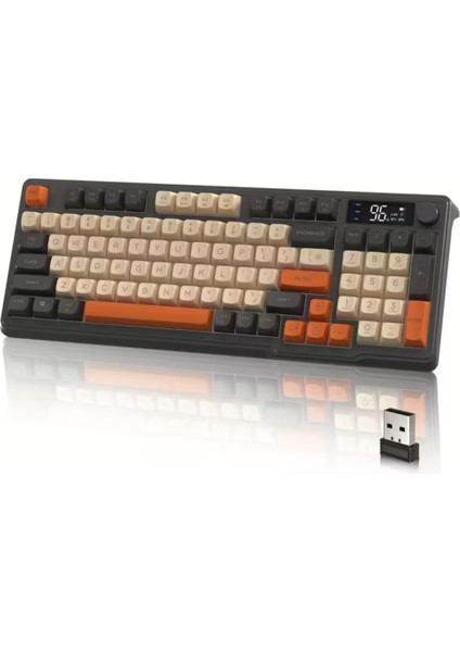 2.4g Bluetooth 5.0 Çift Bağlantılı Gaming Kablosuz Oyuncu Klavyesi LED Ekran Pbt Topbaş
