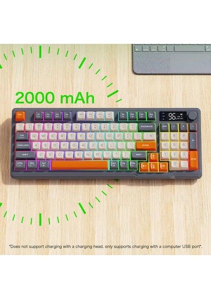 2.4g Bluetooth 5.0 Çift Bağlantılı Gaming Kablosuz Oyuncu Klavyesi LED Ekran Pbt Topbaş fiyatları