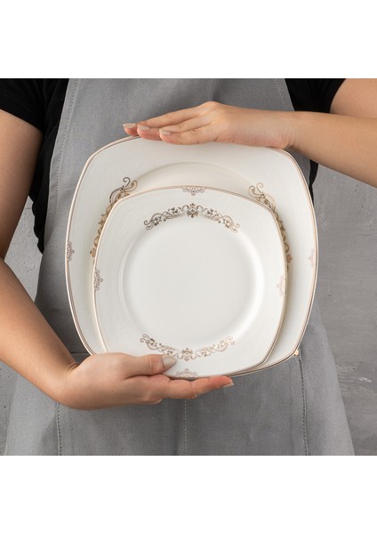 Bone Yeni Mimoza 60 Parça Yemek Takımı Platin Y.kare indirimleri