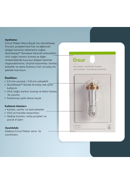 Crıcut 2006838 Maker Wavy Bıçak Ucu Quıckswap Yuvalı fırsatları