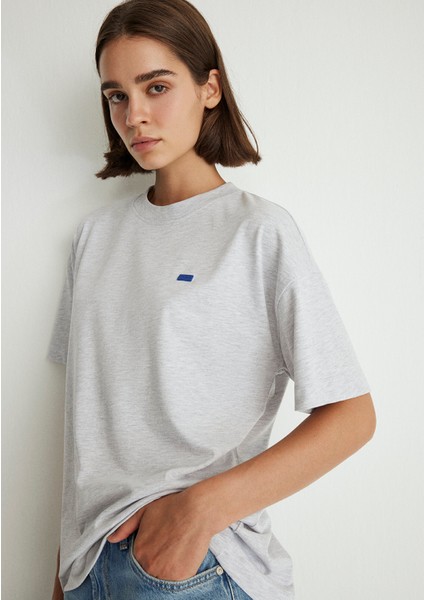 Bisiklet Yaka Basic Gri Tişört 1612188-80196