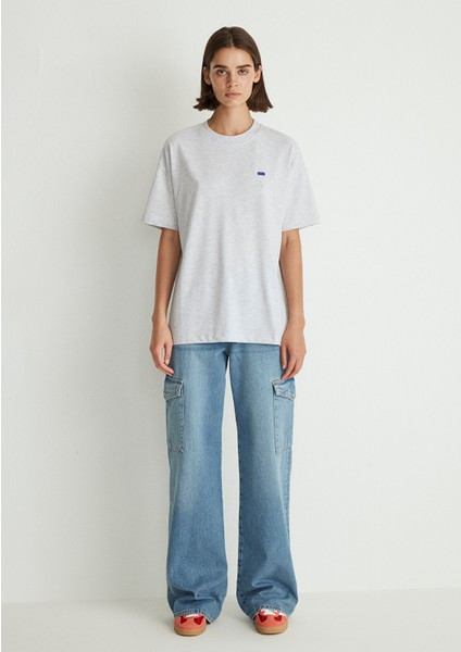 Bisiklet Yaka Basic Gri Tişört 1612188-80196