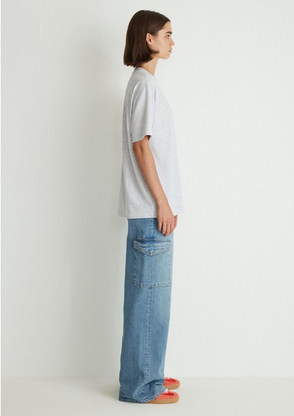 Bisiklet Yaka Basic Gri Tişört 1612188-80196