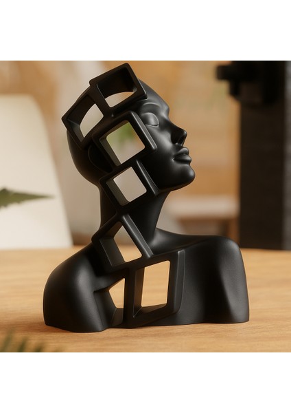 Modern Geometrik Kadın Büst Heykel – Dekoratif Obje