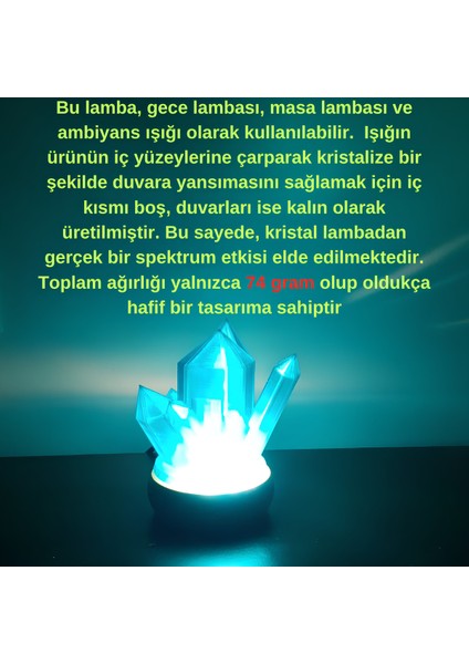 Mavi Kristal LED Gece Lambası Hafif ve Şık Tasarım (Spektrum Efektli) fırsatları