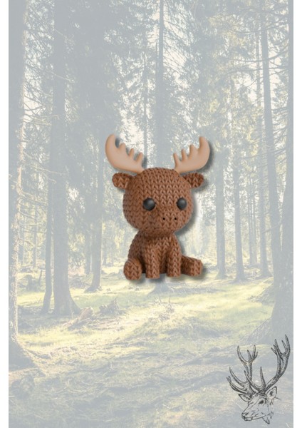 Örgü Desenli Geyik Anahtarlık – Sert Plastik, Çanta Süsü & Charm, Hayvan Figürlü Aksesuar