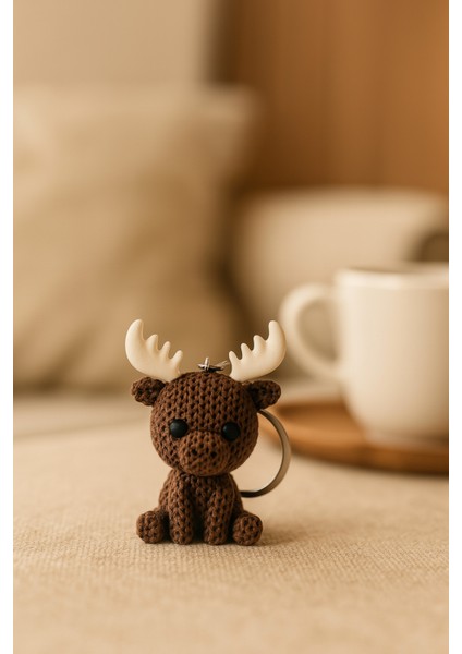 Örgü Desenli Geyik Anahtarlık – Sert Plastik, Çanta Süsü & Charm, Hayvan Figürlü Aksesuar fiyatları