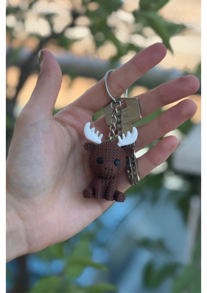 Örgü Desenli Geyik Anahtarlık – Sert Plastik, Çanta Süsü & Charm, Hayvan Figürlü Aksesuar modelleri