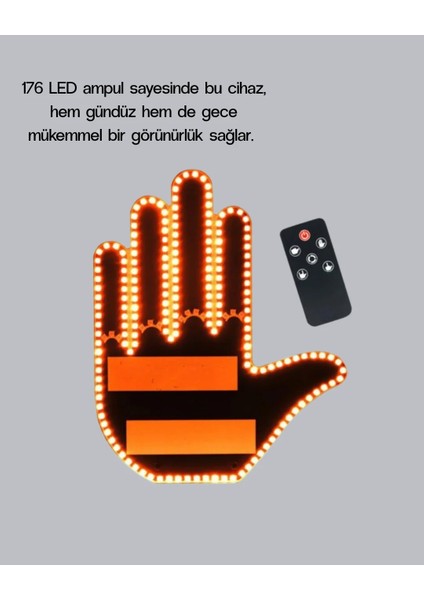 El Hareketiyle Kontrol Edilen 176 LED Amber Güvenlik Lambası modelleri